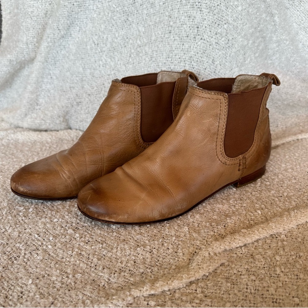 Frye Tan Leather Ankle Boots
